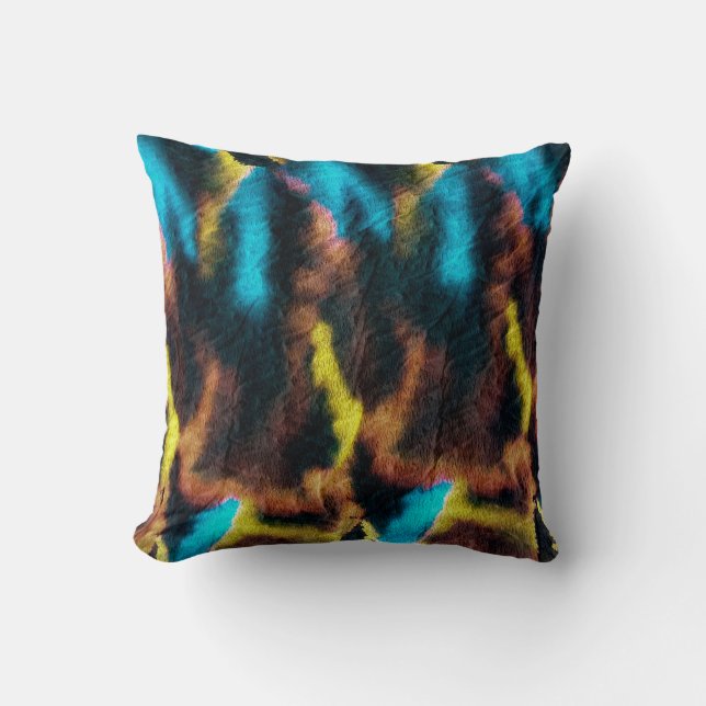 Disco Ikat Pattern. Coloured Dirty Art Background. Cushion (Front)
