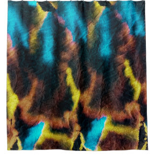 Disco Ikat Pattern. Coloured Dirty Art Background. Shower Curtain