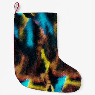 Disco Ikat Pattern. Coloured Dirty Art Background. Small Christmas Stocking
