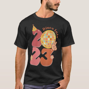 Disco Into 2023 New Year Groovy Retro Disco Ball V T-Shirt