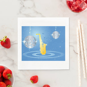 Disco Jazz Saxophone Sparkling Mirror Balls Napkin