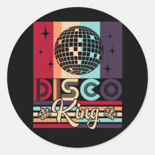 Disco King 1970s Vintage 70s Dance Party Gift Classic Round Sticker