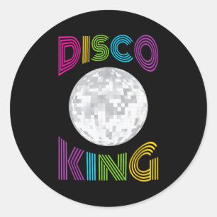 Disco King 70s Seventies Costume Men Boys  Classic Round Sticker