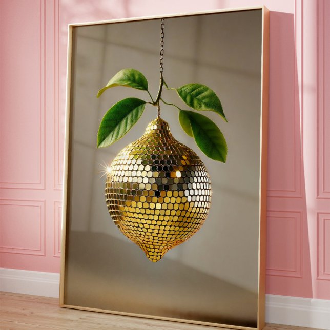 Disco Lemon Wall Art, Aesthetic Pop Art Home  Poster (Disco Ball)