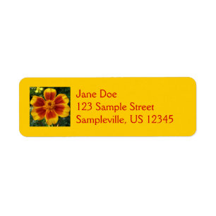 Disco Marigold Orange and Red Summer Flower Return Address Label