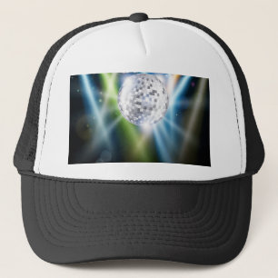 Disco mirror ball background trucker hat