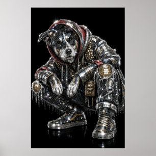 Disco Mosaic Dog Poster   Modern Wall Art for Dog 