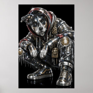 Disco Mosaic Dog Poster   Modern Wall Art for Dog 