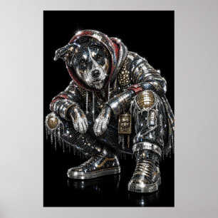 Disco Mosaic Dog Poster   Modern Wall Art for Dog 