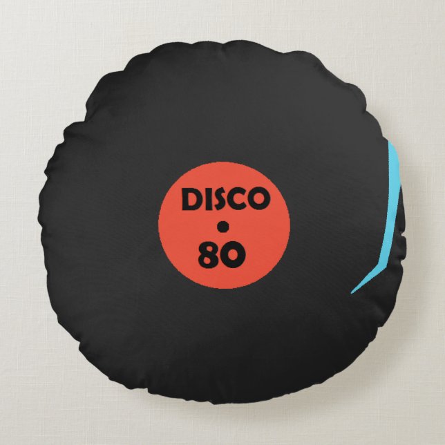 Disco Music Record Plate Round Pillow (Front)