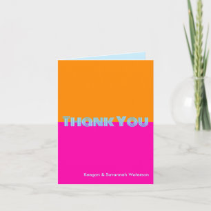 Disco Neon Bright Fun Funky Photo Thank You Card