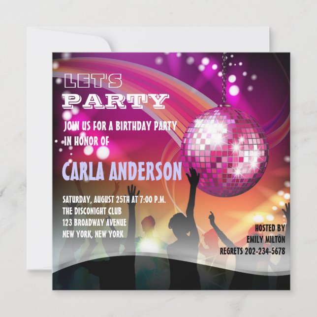 Disco Night Glam Birthday/Bachelorette Party Invitation (Front)