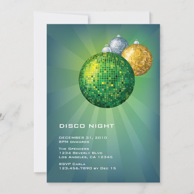 Disco Night New Year Party Invitation (Front)