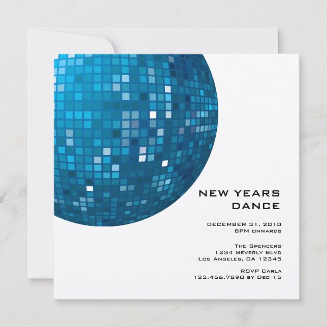 Disco Night New Year Party Invitation (Front)