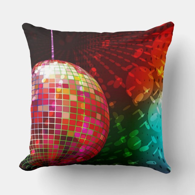 Disco Night Retro 70's Disco Ball Throw Pillow (Front)