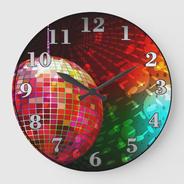 Disco Night Retro 70's Disco Ball Wall Clock (Front)