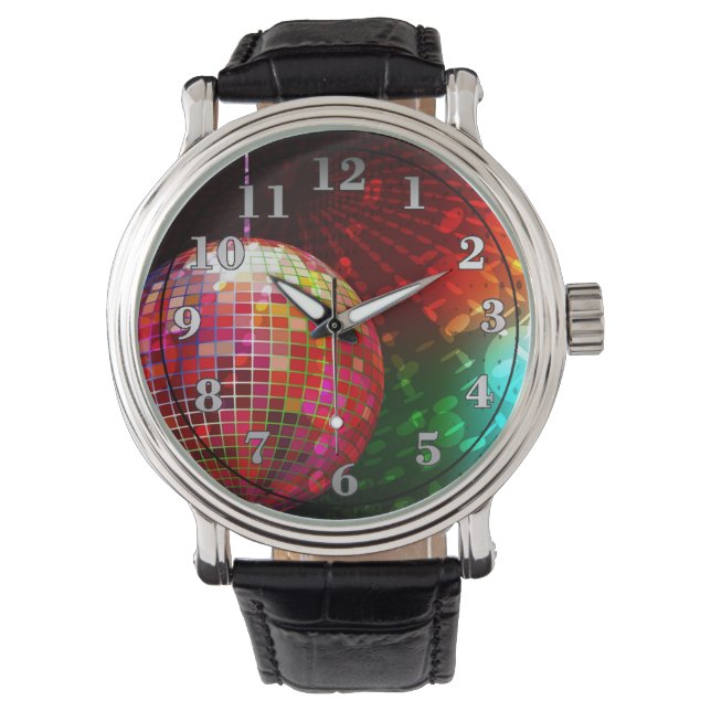 Disco Night Retro 70's Disco Ball Wrist Watch (Front)