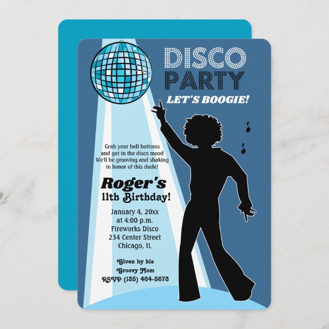 Disco Party 70's Dance Birthday Invitations (Front/Back)