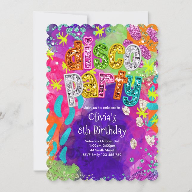 Disco Party Birthday Invitation (Front)
