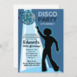 Disco Party Birthday Invitations