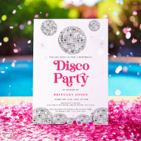 Disco Party Birthday Silver Retro PINK Glitter
