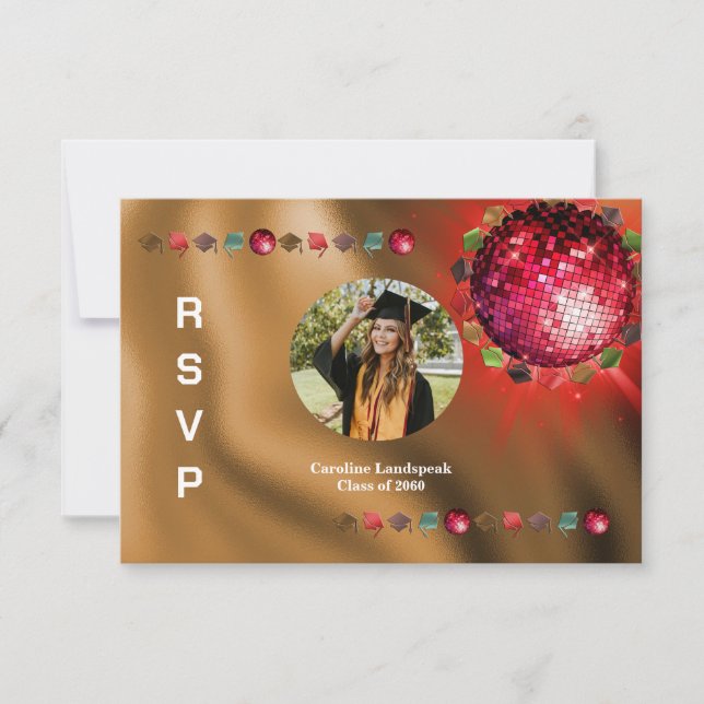 Disco Party Custom Photo RSVP (Front)