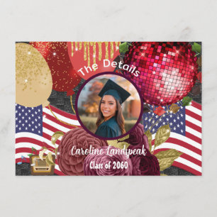 Disco Party Custom Photo The Details Enclosure Card