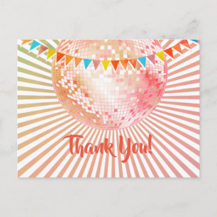 disco party, glitter, dance, party thank you card