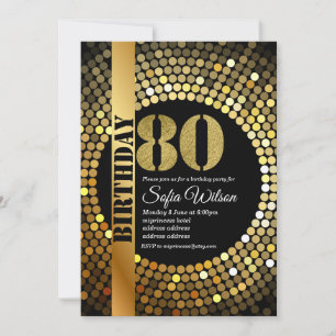 Disco party, gold, 70s, birthday party invitation
