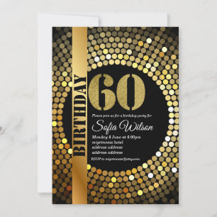 Disco party, gold, 70s, birthday party invitation