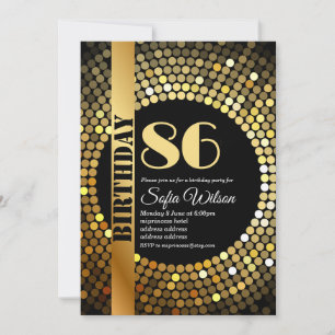 Disco party, gold, any age, birthday party invitation