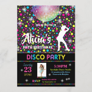 Disco Party Invitation Girl Dance Birthday Invite