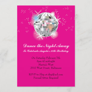 Disco Party Invitation with Hot Pink Background