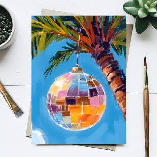 Disco Party Rainbow Colourful Watercolor Painting Postcard