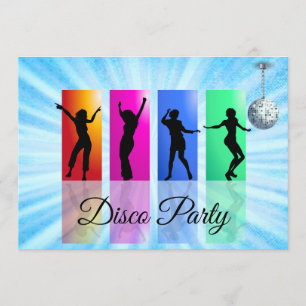 Disco Party retro dancing Birthday party Invitation