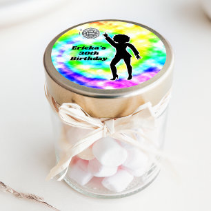 Disco Party Tie Dye Adult Retro Birthday Party  Classic Round Sticker