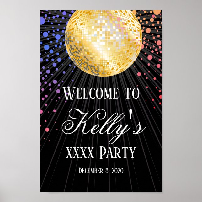 disco party welcome sign (Front)