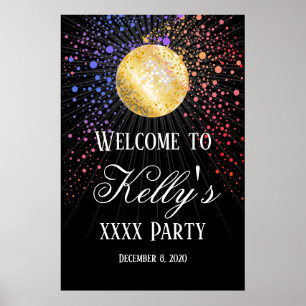 disco party welcome sign