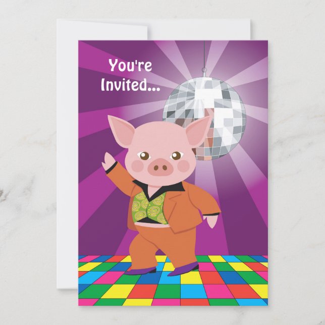 Disco Pig Invitation (Front)