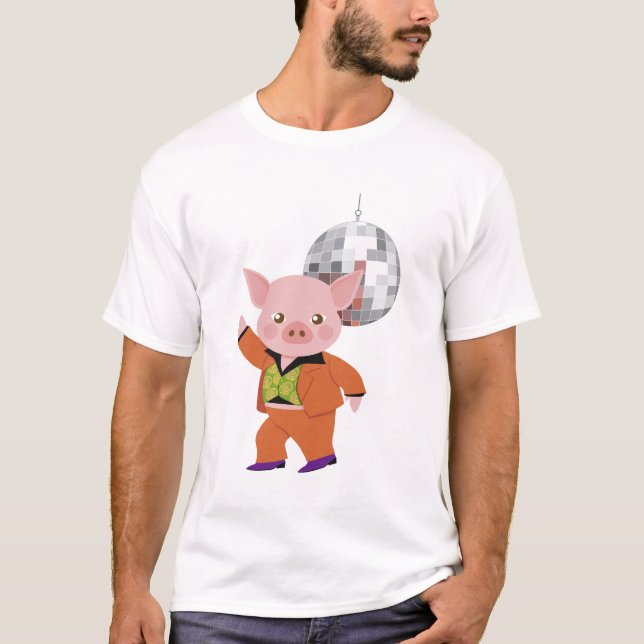 Disco pig with disco ball T-Shirt (Front)