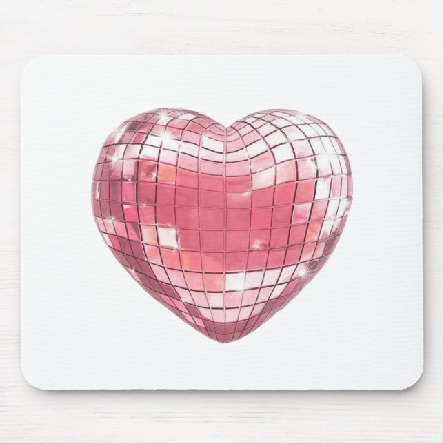 Disco Pink Heart Mouse Pad (Front)