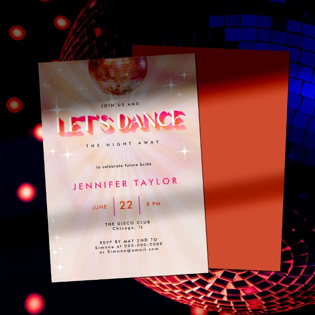 Disco Pink Retro Red Dance Bachelorette Party Invitation (Creator Uploaded)