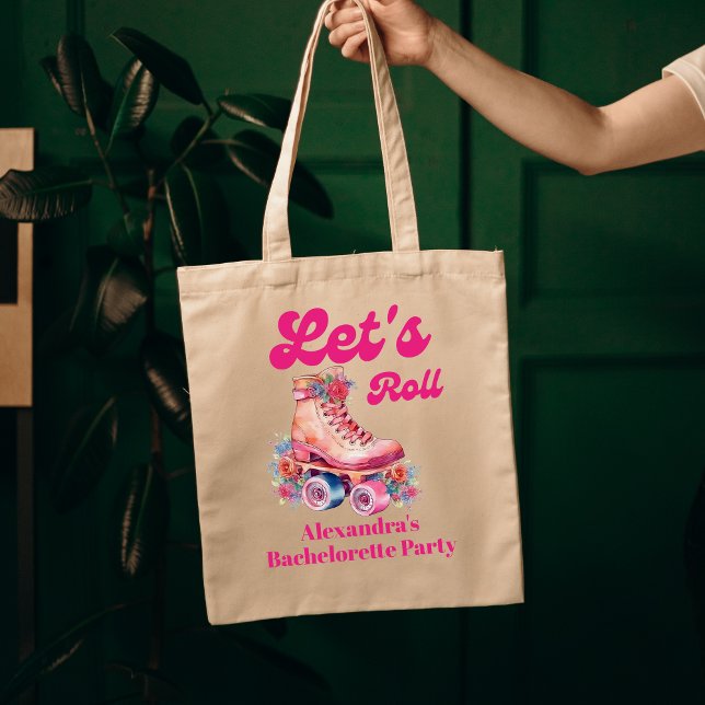 Disco Pink Retro Roller Skating  Bachelorette Part Tote Bag (Creator Uploaded)