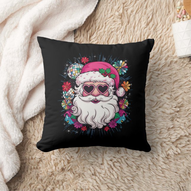 Disco Pink Santa Christmas Funny Xmas Party  Cushion (Blanket)