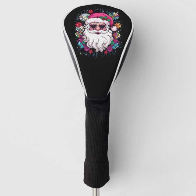 Disco Pink Santa Christmas Funny Xmas Party  Golf Head Cover (Front)