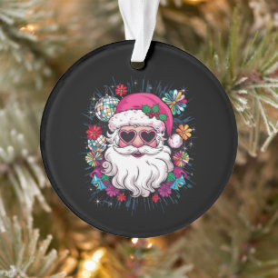 Disco Pink Santa Christmas Funny Xmas Party  Ornament