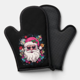 Disco Pink Santa Christmas Funny Xmas Party  Oven Mitt