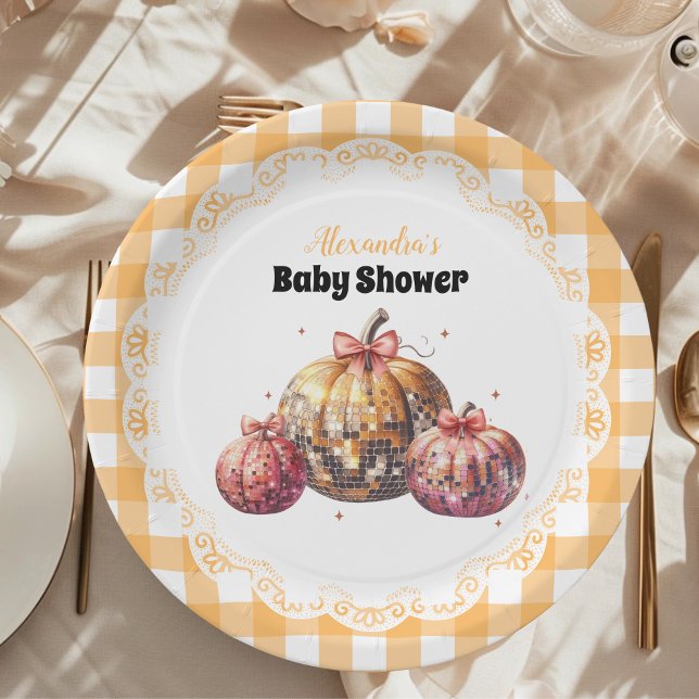 Disco Pumpkin Patch Baby Shower Paper Plate (Creator Uploaded)