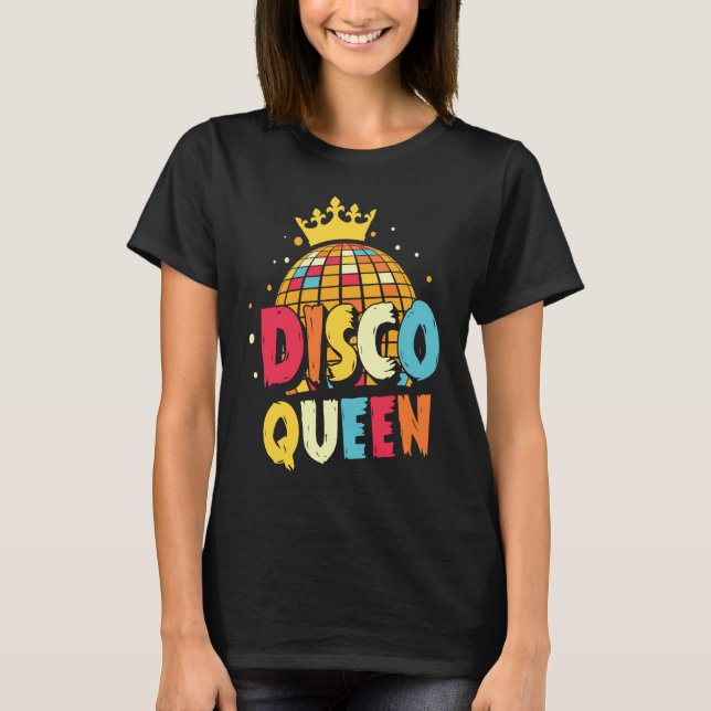 Disco Queen 1970s Retro Party 70s Matching Hallowe T-Shirt (Front)