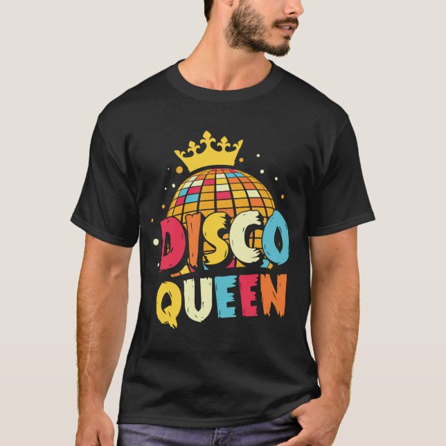 Disco Queen 1970s Retro Party 70s Matching Hallowe T-Shirt (Front)
